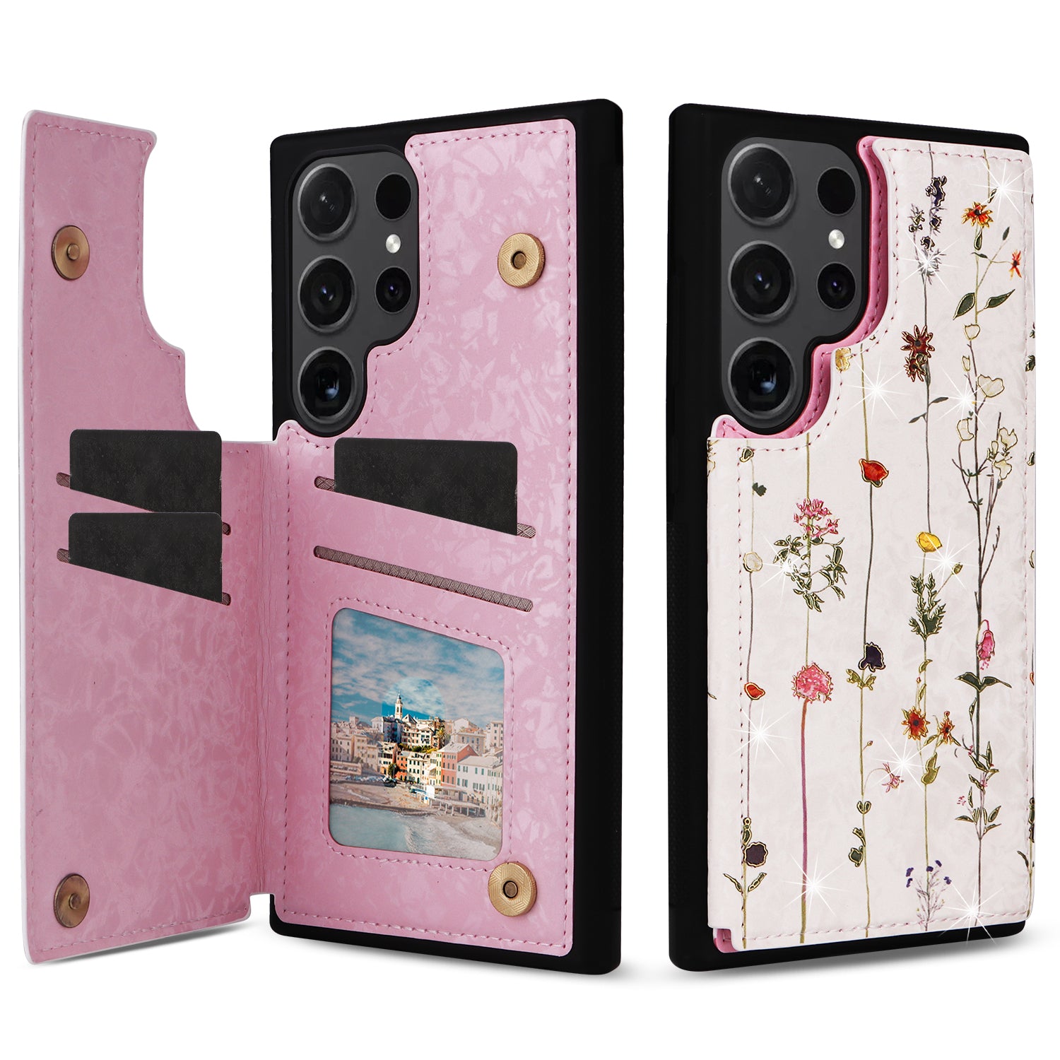For Samsung Galaxy S24 Ultra Case PU Leather+TPU Flower Pattern Phone Cover with Dual Magnetic Clasp For Samsung Galaxy S24 Ultra Case PU Leather+TPU Flower Pattern Phone Cover with Dual Magnetic Clasp
